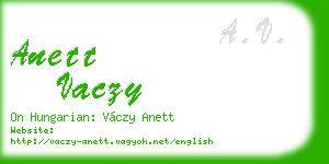 anett vaczy business card
